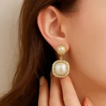 Buy Korean Square Pearl Drop Earrings Online in Pakistan