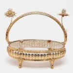Buy Golden Floral Glass Tray Online