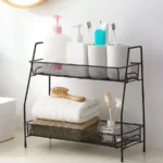 2-Tier Metal Storage Rack for Kitchen and Bathroom