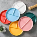 Buy Colorful Round Section Plates with Three Compartments Online