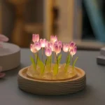 Buy Glowing Tulip Flower Dome Lamp with Wooden Base