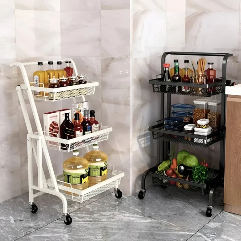 Buy Movable Storage Trolley with Mesh Baskets for Home