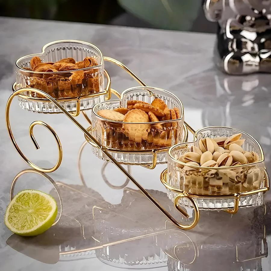Three Piece Heart Shaped Glass Bowl Set Online
